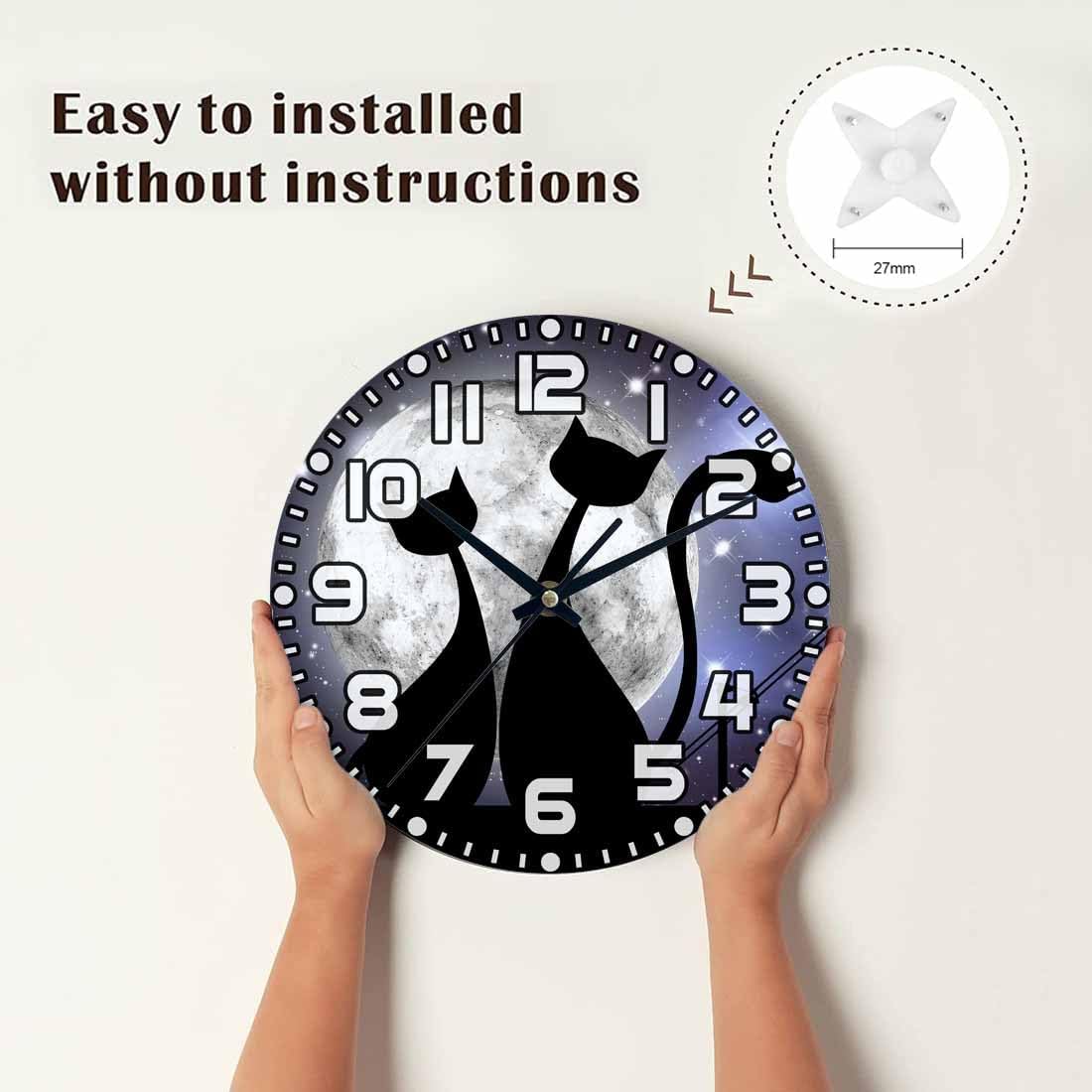Lemon Wall Clock Yellow-Green Lemon Leaves Battery Powered Wall Clock Silent Non Ticking 10 Inch for Living Room, Kitchen, Home,Bathroom, Bedroom - Colors A