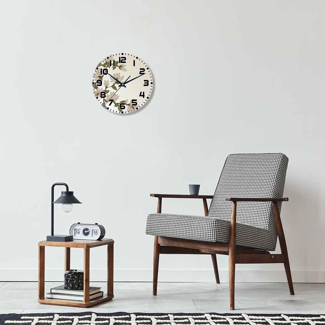Lemon Wall Clock Yellow-Green Lemon Leaves Battery Powered Wall Clock Silent Non Ticking 10 Inch for Living Room, Kitchen, Home,Bathroom, Bedroom - Colors A