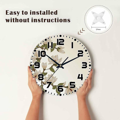 Lemon Wall Clock Yellow-Green Lemon Leaves Battery Powered Wall Clock Silent Non Ticking 10 Inch for Living Room, Kitchen, Home,Bathroom, Bedroom - Colors A