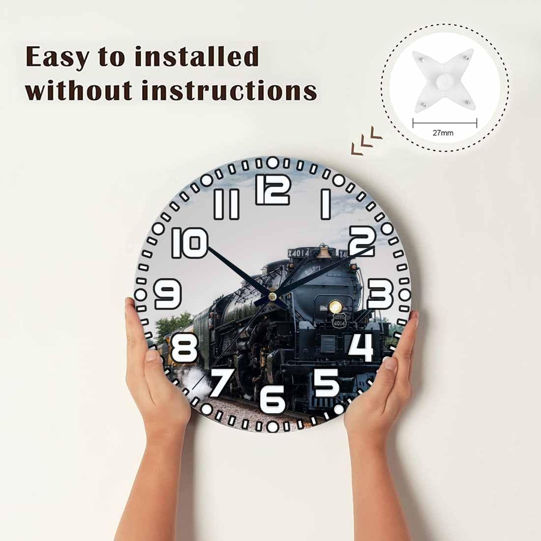 Lemon Wall Clock Yellow-Green Lemon Leaves Battery Powered Wall Clock Silent Non Ticking 10 Inch for Living Room, Kitchen, Home,Bathroom, Bedroom - Colors A