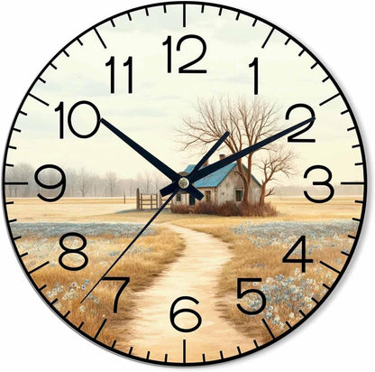 Lemon Wall Clock Yellow-Green Lemon Leaves Battery Powered Wall Clock Silent Non Ticking 10 Inch for Living Room, Kitchen, Home,Bathroom, Bedroom - Colors A