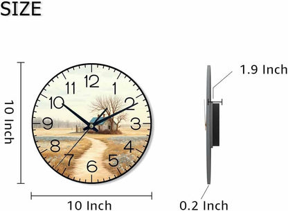 Lemon Wall Clock Yellow-Green Lemon Leaves Battery Powered Wall Clock Silent Non Ticking 10 Inch for Living Room, Kitchen, Home,Bathroom, Bedroom - Colors A