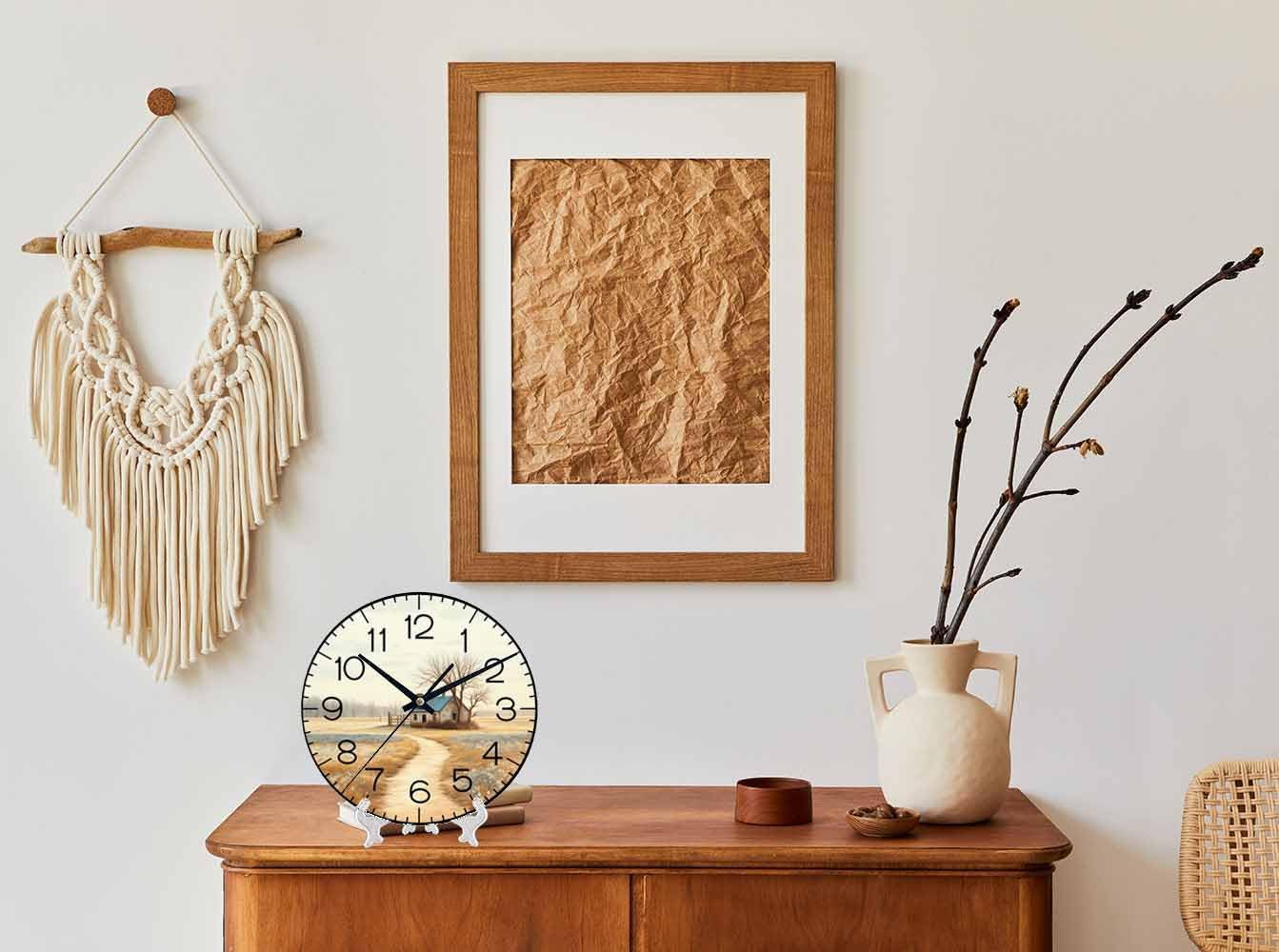 Lemon Wall Clock Yellow-Green Lemon Leaves Battery Powered Wall Clock Silent Non Ticking 10 Inch for Living Room, Kitchen, Home,Bathroom, Bedroom - Colors A