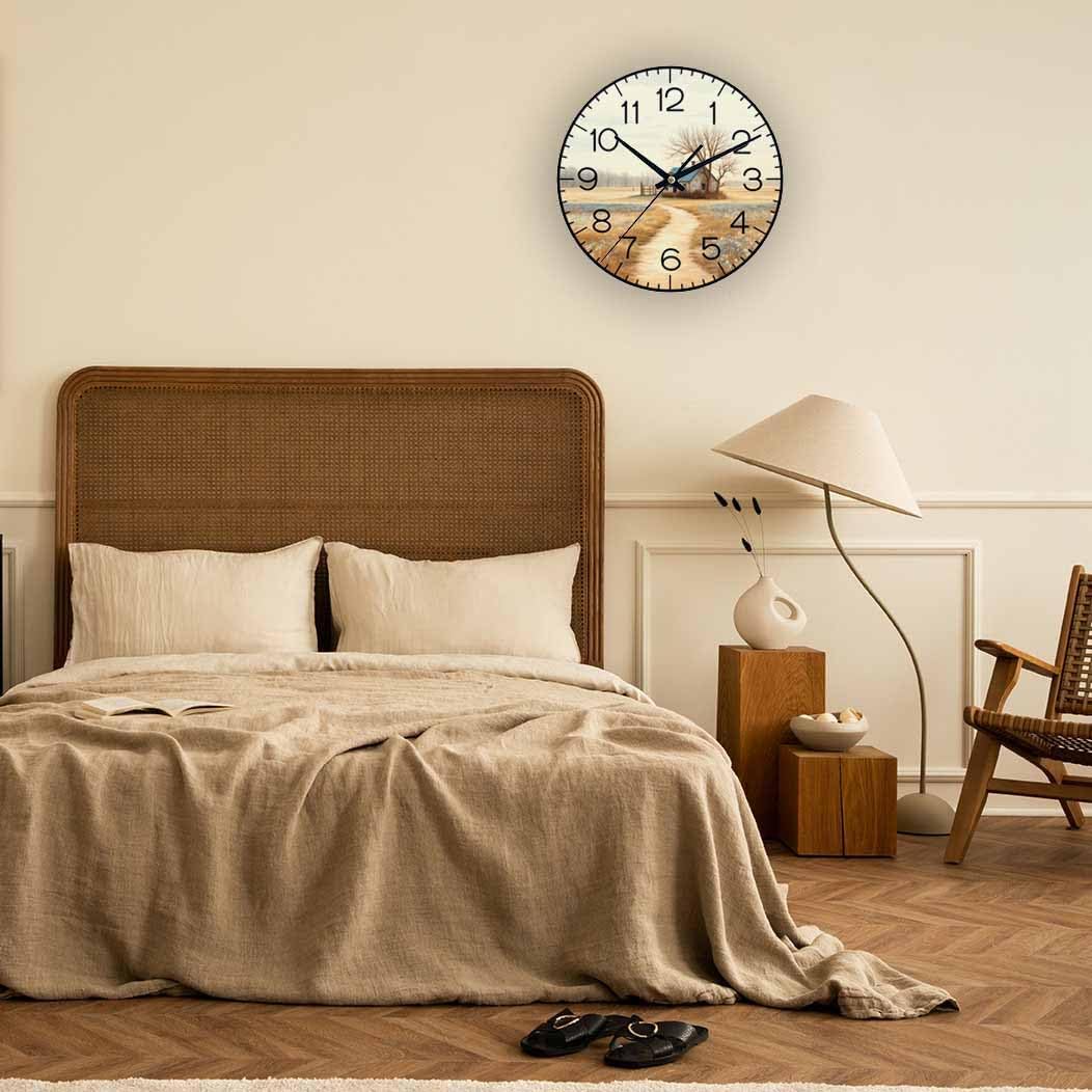 Lemon Wall Clock Yellow-Green Lemon Leaves Battery Powered Wall Clock Silent Non Ticking 10 Inch for Living Room, Kitchen, Home,Bathroom, Bedroom - Colors A