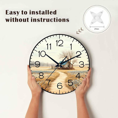 Lemon Wall Clock Yellow-Green Lemon Leaves Battery Powered Wall Clock Silent Non Ticking 10 Inch for Living Room, Kitchen, Home,Bathroom, Bedroom - Colors A