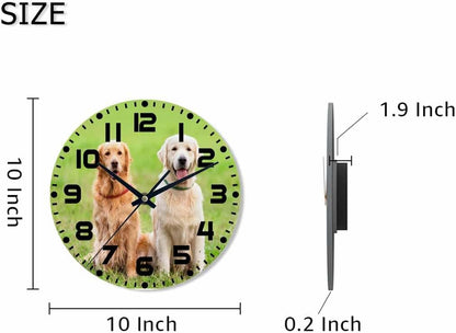 Lemon Wall Clock Yellow-Green Lemon Leaves Battery Powered Wall Clock Silent Non Ticking 10 Inch for Living Room, Kitchen, Home,Bathroom, Bedroom - Colors A