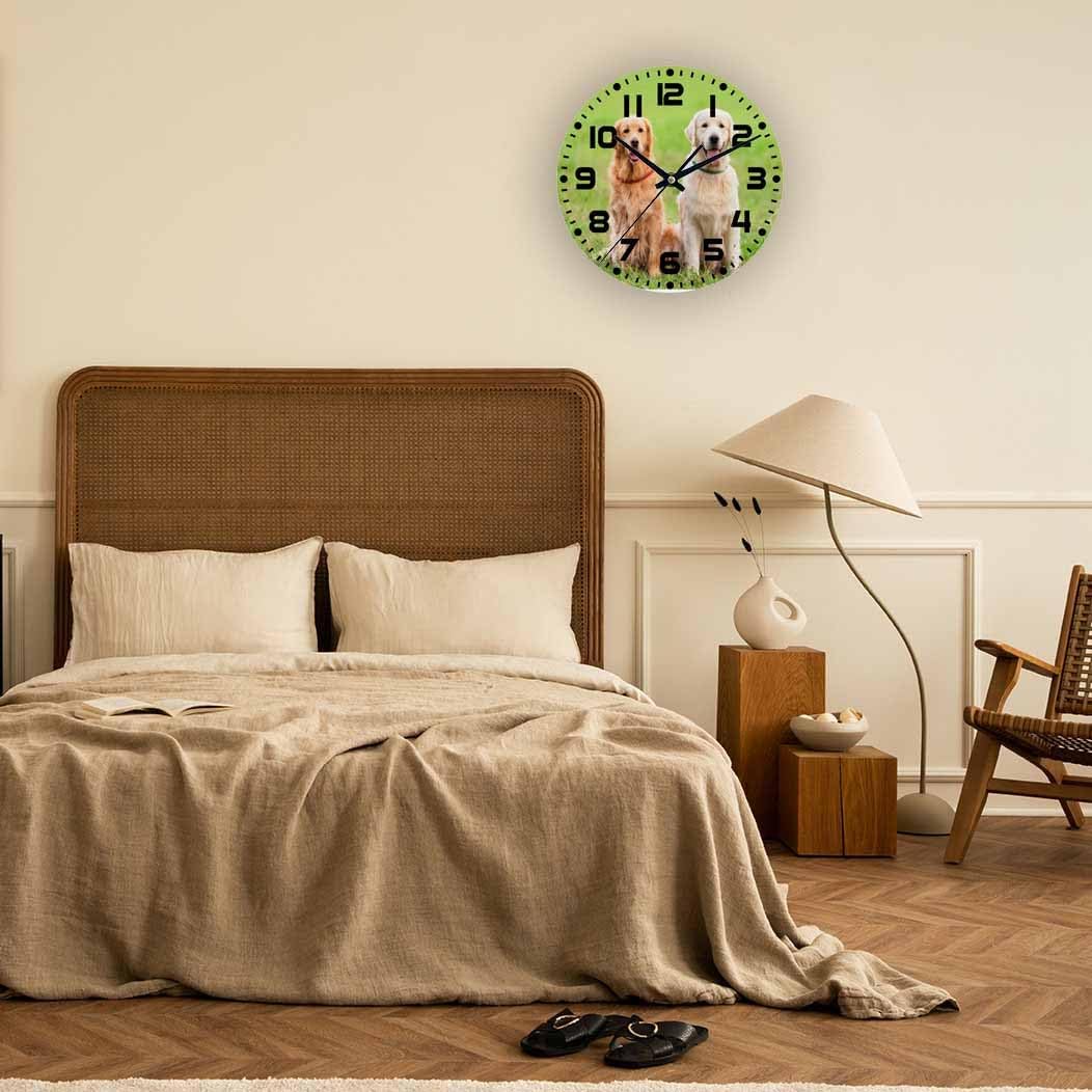 Lemon Wall Clock Yellow-Green Lemon Leaves Battery Powered Wall Clock Silent Non Ticking 10 Inch for Living Room, Kitchen, Home,Bathroom, Bedroom - Colors A