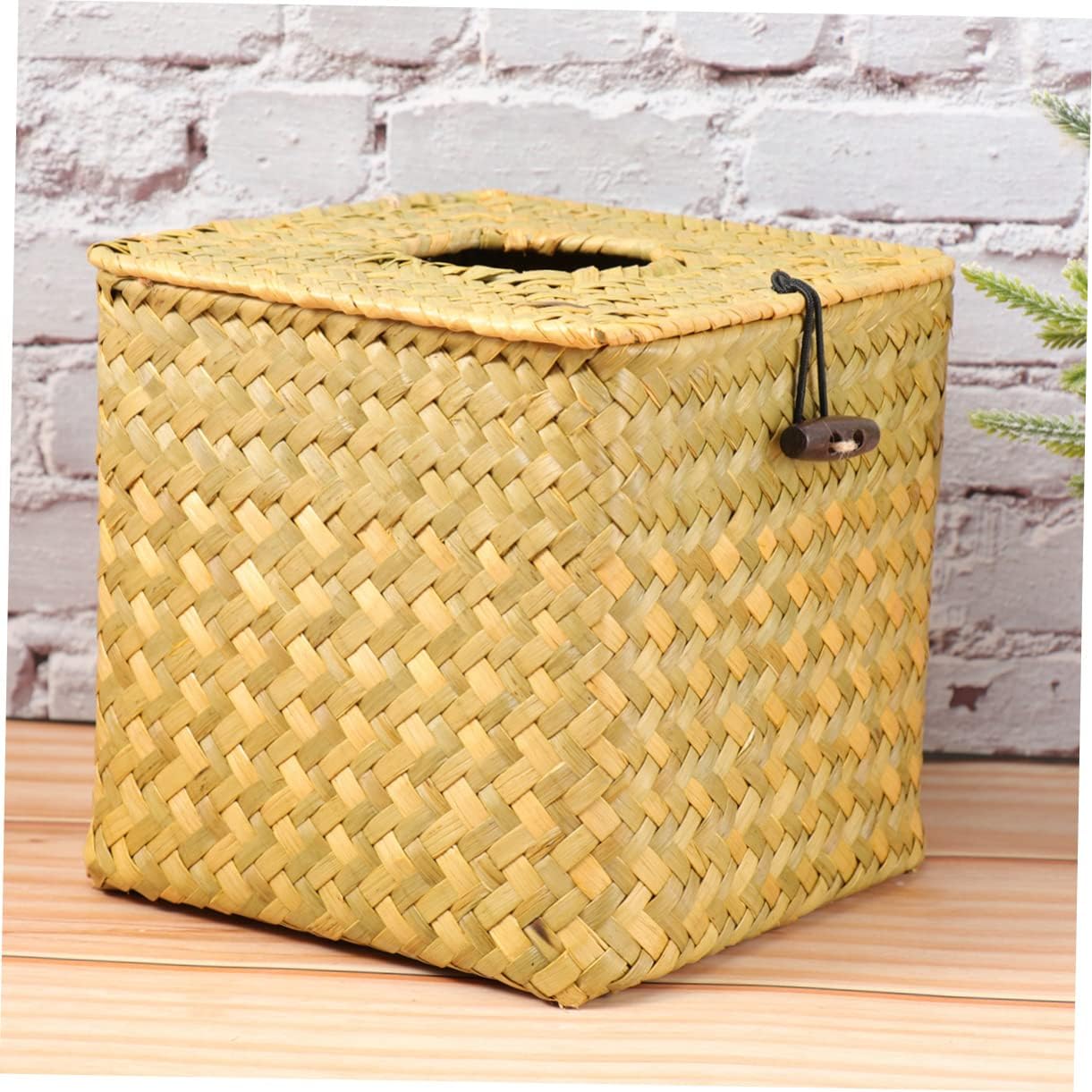 5pcs Handwoven Seagrass Tissue Paper Box Cover Napkin Holder Elegant Yellow Decor for Bathroom Office Desk Convenient Tissue Dispensing Refillable Design Minimum Purchase