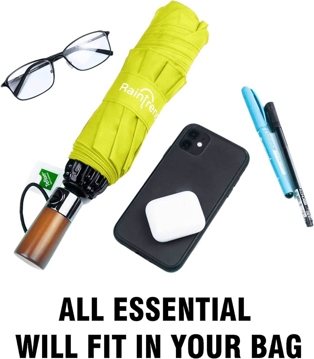 Windproof Travel Umbrellas for Rain Automatic +10% Bigger Canopy Strong Frame Compact Folding Portable Umbrella for Women Men Backpack Purse