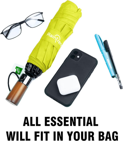 Windproof Travel Umbrellas for Rain Automatic +10% Bigger Canopy Strong Frame Compact Folding Portable Umbrella for Women Men Backpack Purse