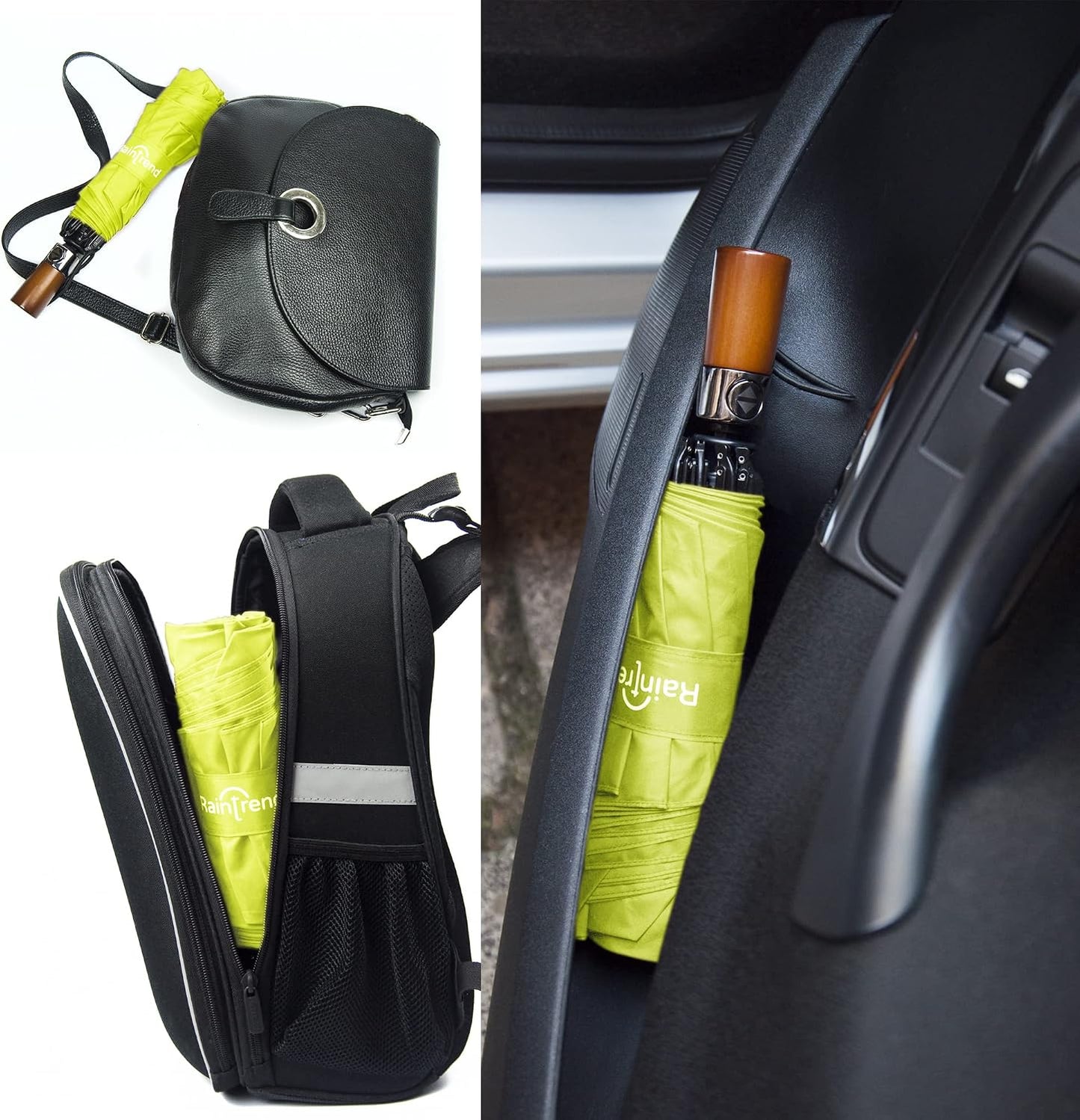 Windproof Travel Umbrellas for Rain Automatic +10% Bigger Canopy Strong Frame Compact Folding Portable Umbrella for Women Men Backpack Purse