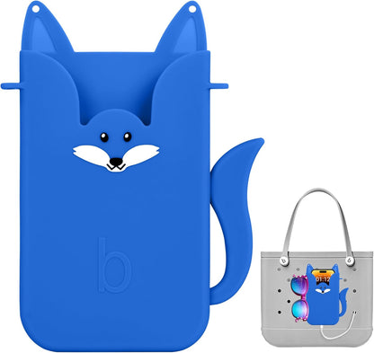 Silicone Phone Holder for Bogg Bags – Compatible Phone Case Attachment, Beach Tote Accessory, Fox-Shaped Bogg Bag Accessories & Charms, Compatible with All Bogg Bags (Dark Blue)
