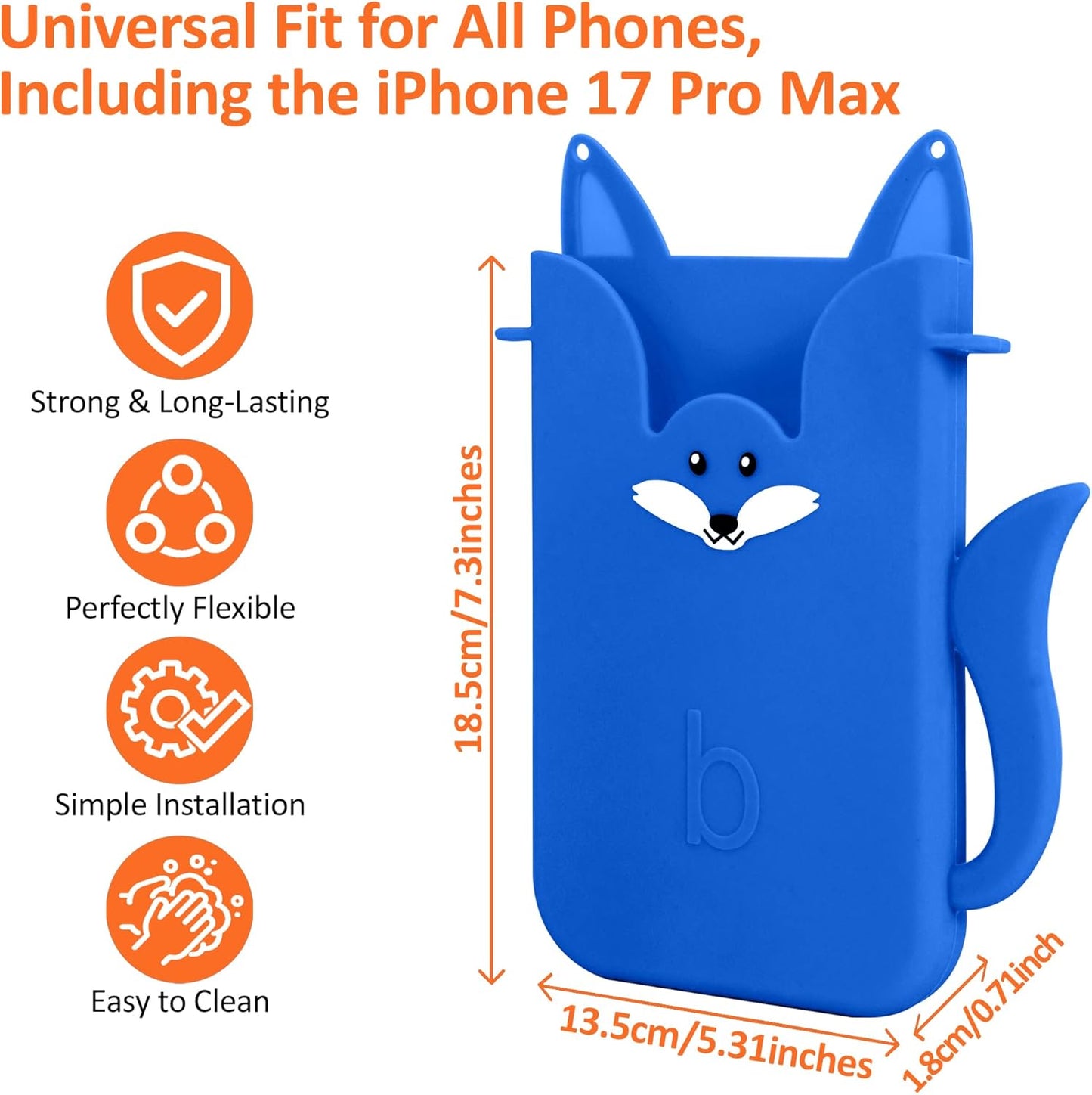 Silicone Phone Holder for Bogg Bags – Compatible Phone Case Attachment, Beach Tote Accessory, Fox-Shaped Bogg Bag Accessories & Charms, Compatible with All Bogg Bags (Dark Blue)