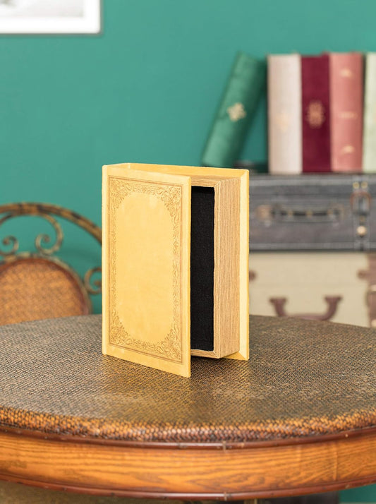 Decorative Vintage Book Shaped Trinket Storage Box - Yellow