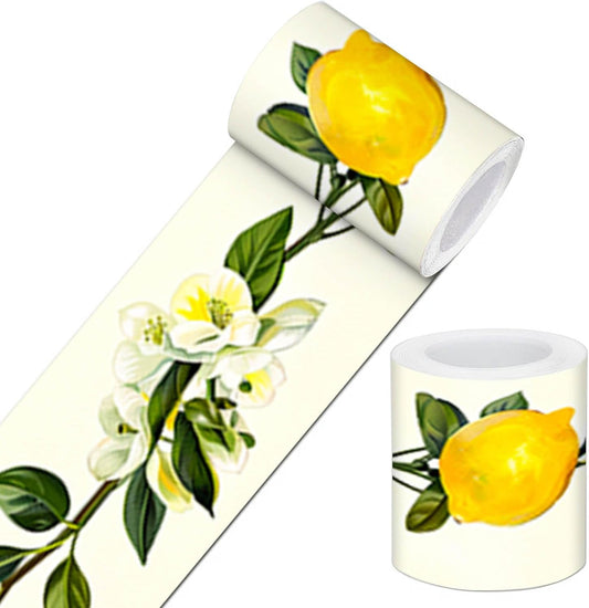 Wallpaper Border Peel and Stick Wall Lemon Blossom 4x196 Inch | Wall Trim Self Adhesive Borders for Walls Mirror Border Frame Accent Strip for Bedroom Kitchen LivingRoom Decor