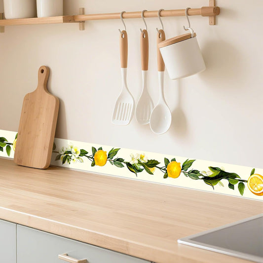Wallpaper Border Peel and Stick Wall Lemon Blossom 4x196 Inch | Wall Trim Self Adhesive Borders for Walls Mirror Border Frame Accent Strip for Bedroom Kitchen LivingRoom Decor