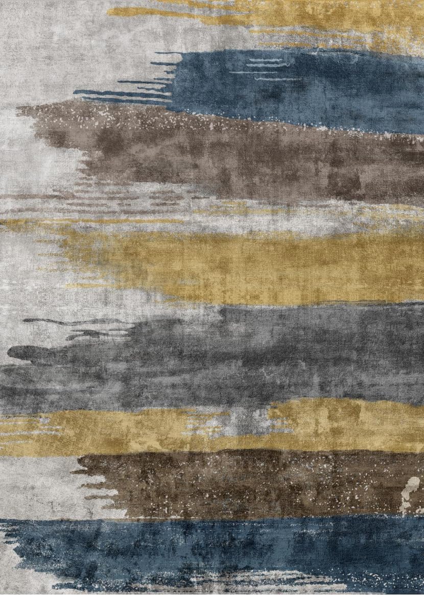 Ciicool Modern Abstract Area Rug 2x3 Washable Small Entryway Rugs, Non-Slip Low Pile Throw Rug, Foldable Kitchen Bathroom Rugs, Yellow Grey Blue Floor Carpet for Entrance Bedroom Indoor Doormat