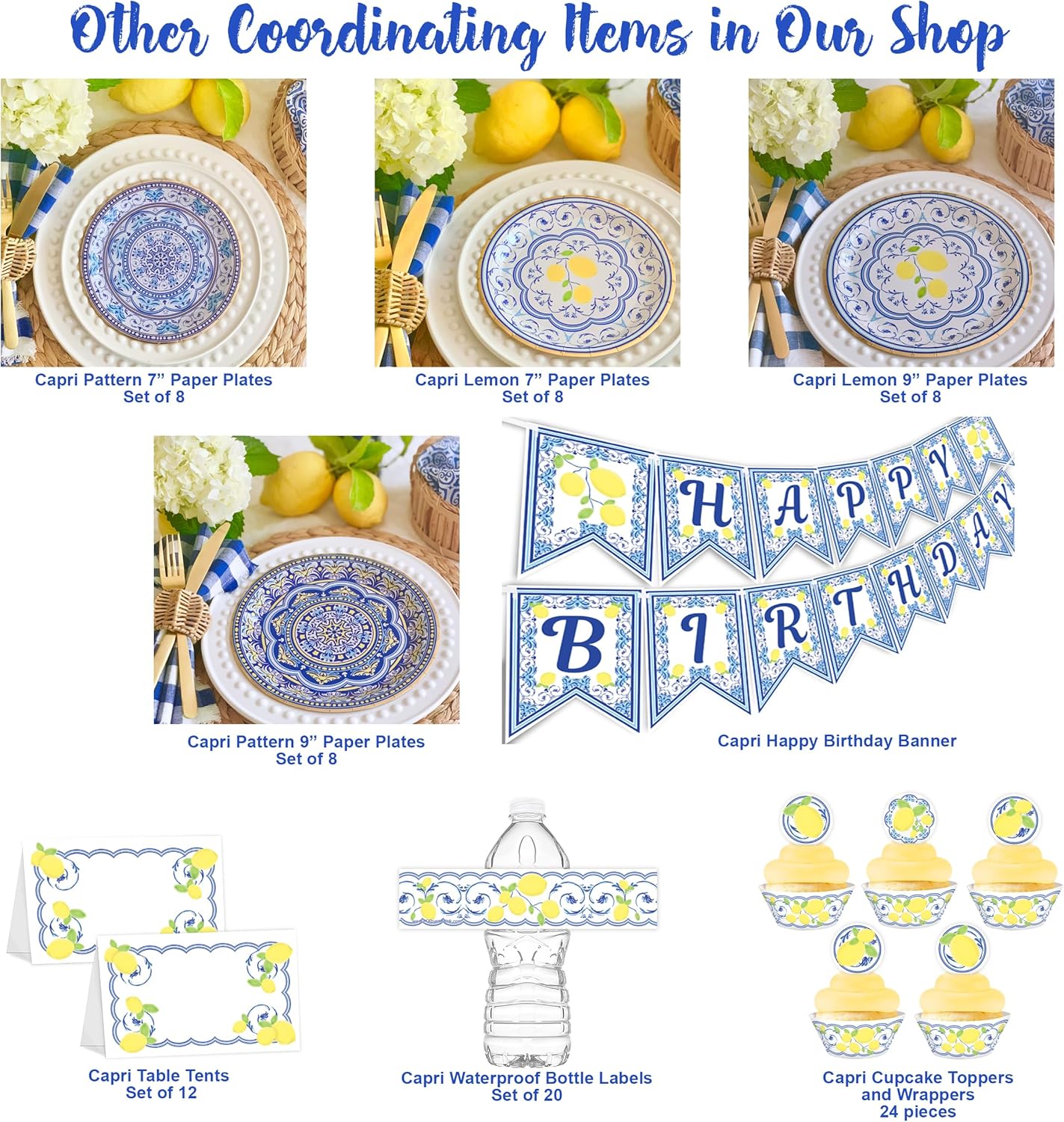 Capri Lemon Engagement Banner - She Found Her Main Squeeze - Lemon Engagement Party Decorations - Blue Tile Party Decorations