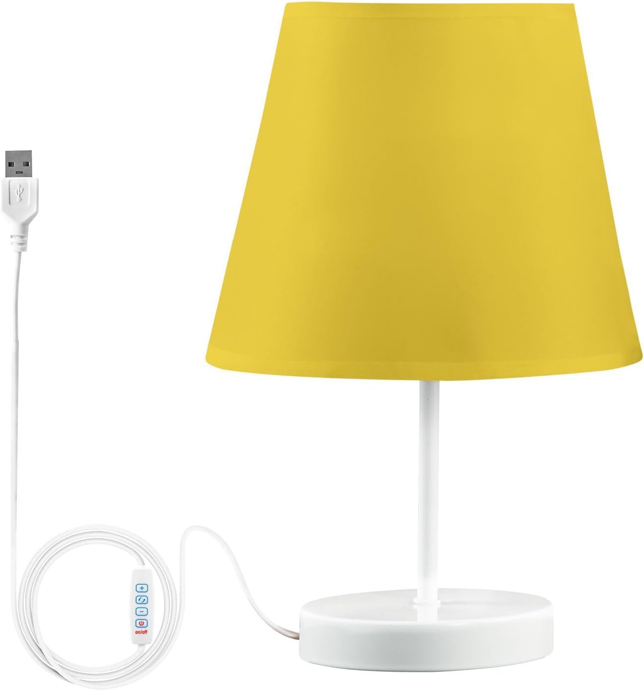 Sunny Yellow Bedside Table Lamp for Bedroom Nightstand Lamp Fabric Lampshade Desk Reading Lamps for Home Dorm Office