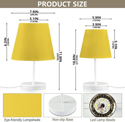 Sunny Yellow Bedside Table Lamp for Bedroom Nightstand Lamp Fabric Lampshade Desk Reading Lamps for Home Dorm Office