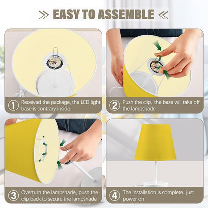 Sunny Yellow Bedside Table Lamp for Bedroom Nightstand Lamp Fabric Lampshade Desk Reading Lamps for Home Dorm Office