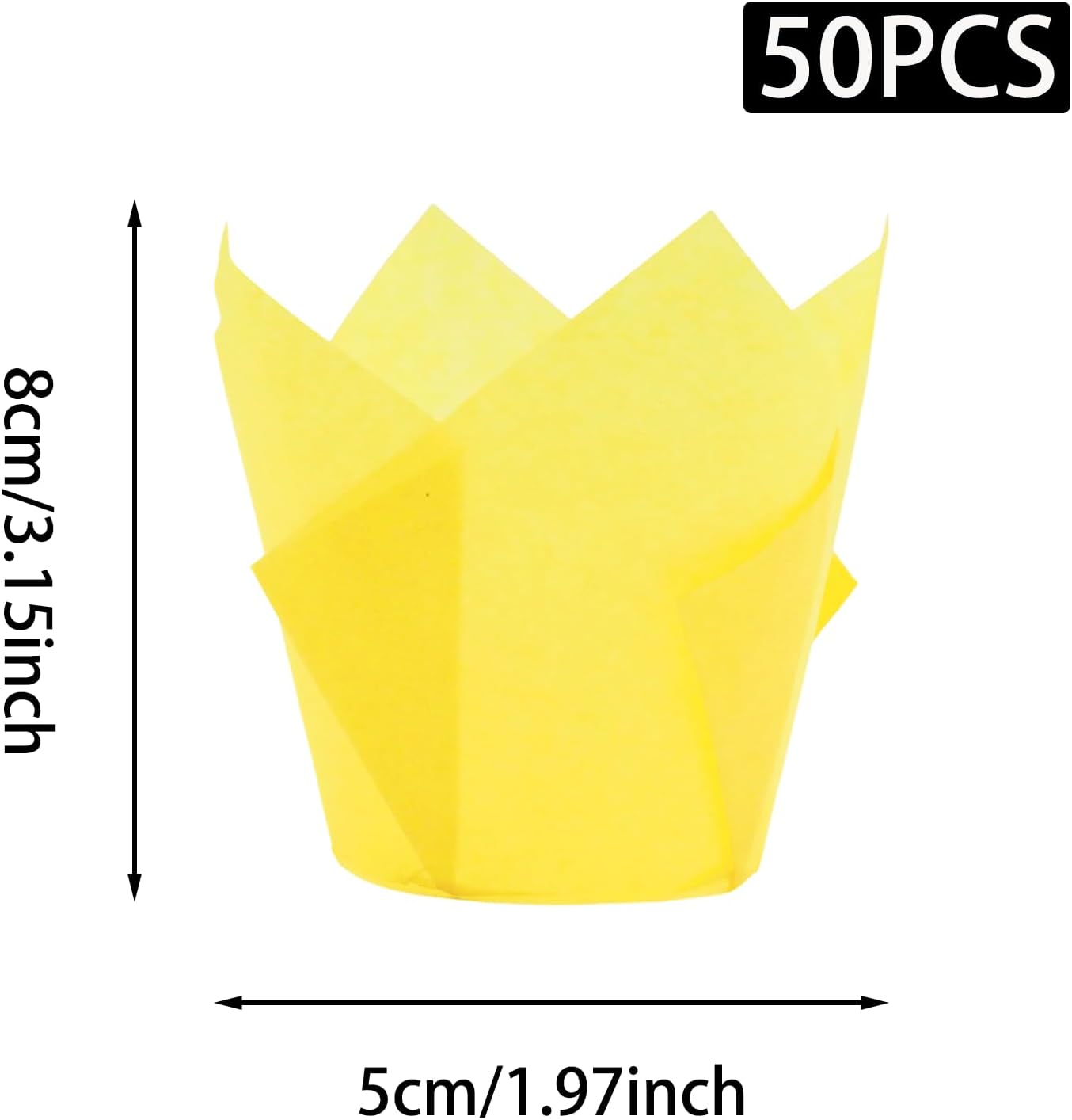 50 Pcs Yellow Tulip Cupcake Liners Greaseproof Cupcake Wrappers Standard Muffin Cups Cupcakes Papers for Party Wedding Paper Muffin Liners for Baking