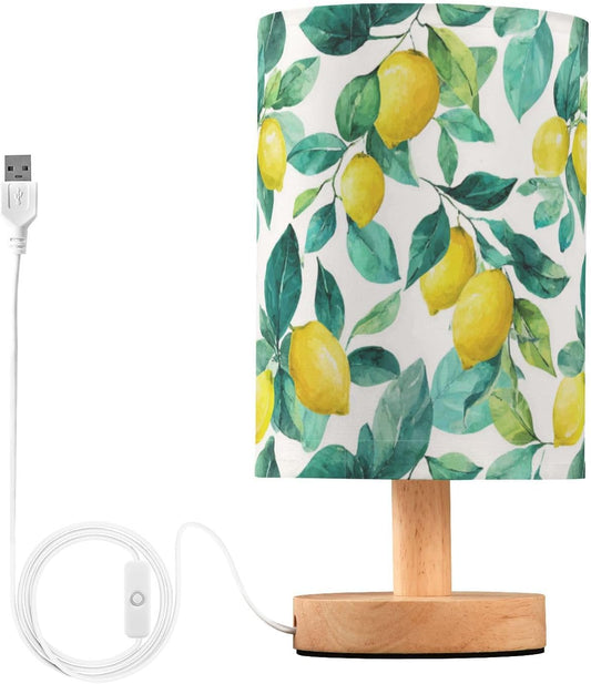 Bedside Table Lamp Lemon Yellow Citrus Fruits (40) Kids Nightstand Lamp Night Light Fabric Shade for Bedroom Living Room Home Office