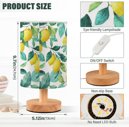 Bedside Table Lamp Lemon Yellow Citrus Fruits (40) Kids Nightstand Lamp Night Light Fabric Shade for Bedroom Living Room Home Office