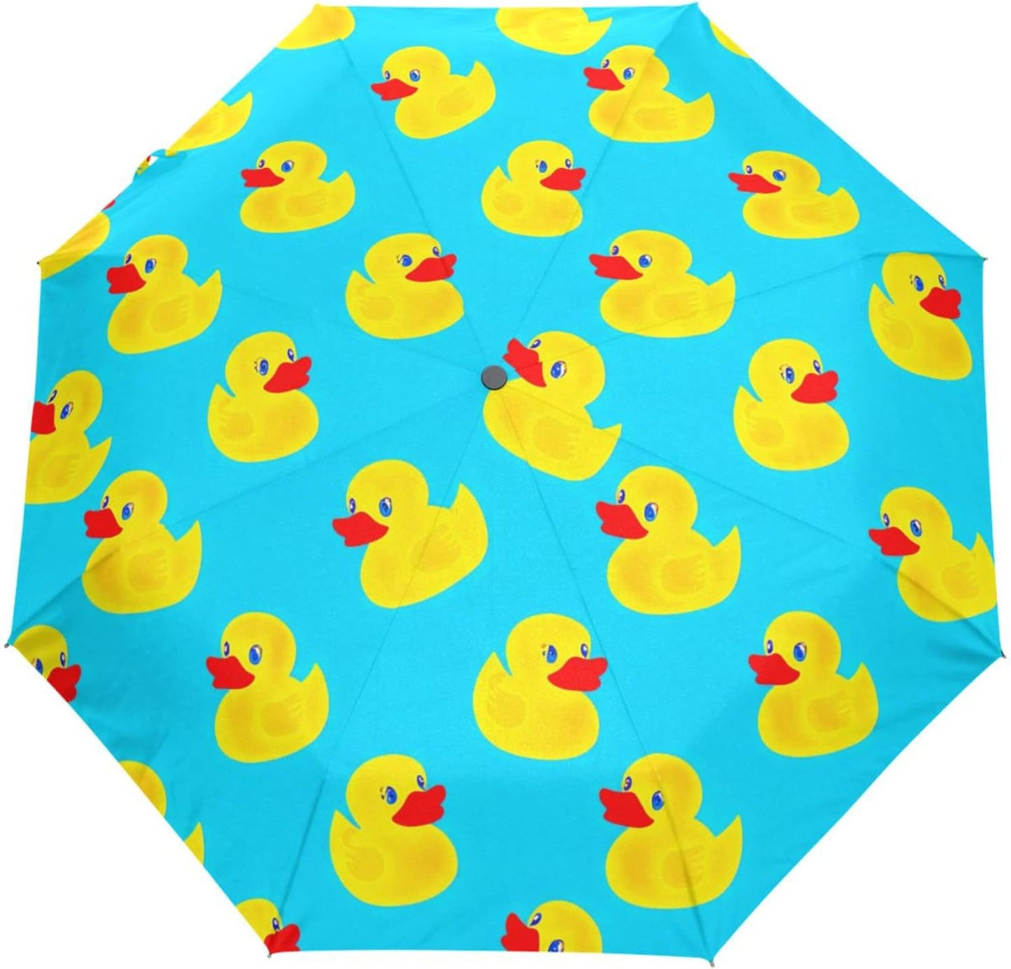 Yellow Duck Sky Blue Travel Collapsible Umbrella Compact, Automatic Sturdy, Aesthetic Umbrella for Rain & Sun, 42.5x24inch