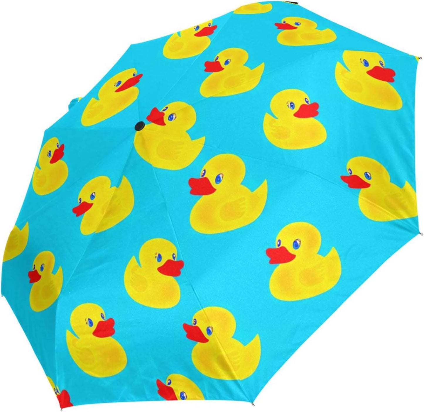Yellow Duck Sky Blue Travel Collapsible Umbrella Compact, Automatic Sturdy, Aesthetic Umbrella for Rain & Sun, 42.5x24inch