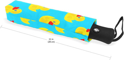 Yellow Duck Sky Blue Travel Collapsible Umbrella Compact, Automatic Sturdy, Aesthetic Umbrella for Rain & Sun, 42.5x24inch