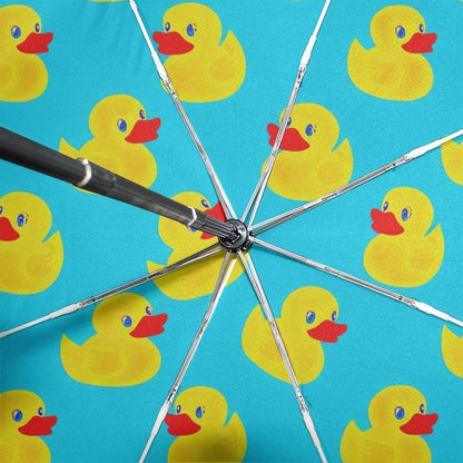 Yellow Duck Sky Blue Travel Collapsible Umbrella Compact, Automatic Sturdy, Aesthetic Umbrella for Rain & Sun, 42.5x24inch
