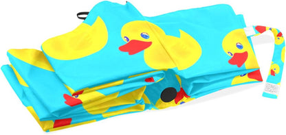 Yellow Duck Sky Blue Travel Collapsible Umbrella Compact, Automatic Sturdy, Aesthetic Umbrella for Rain & Sun, 42.5x24inch