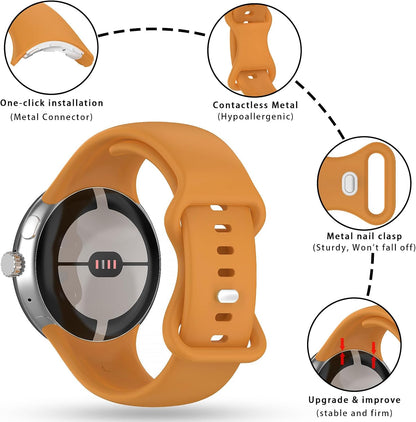 Band Compatible with Google Pixel Watch 1/2/3/4, Soft Silicone Sport Replacement Straps Bracelet for Google Pixel Watch