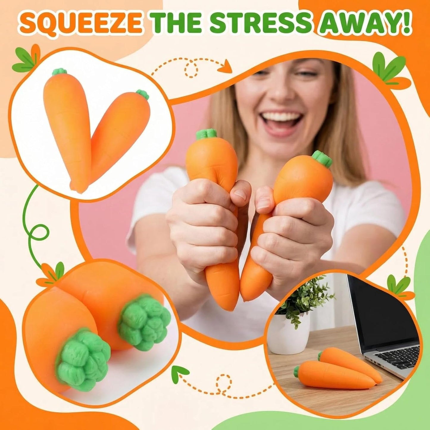 Carrot Squishy, Carrot Squishies Slow Rising Sensory Squeeze Stress Relief Toy Realistic Vegetable Fidget Toy (1 pcs)