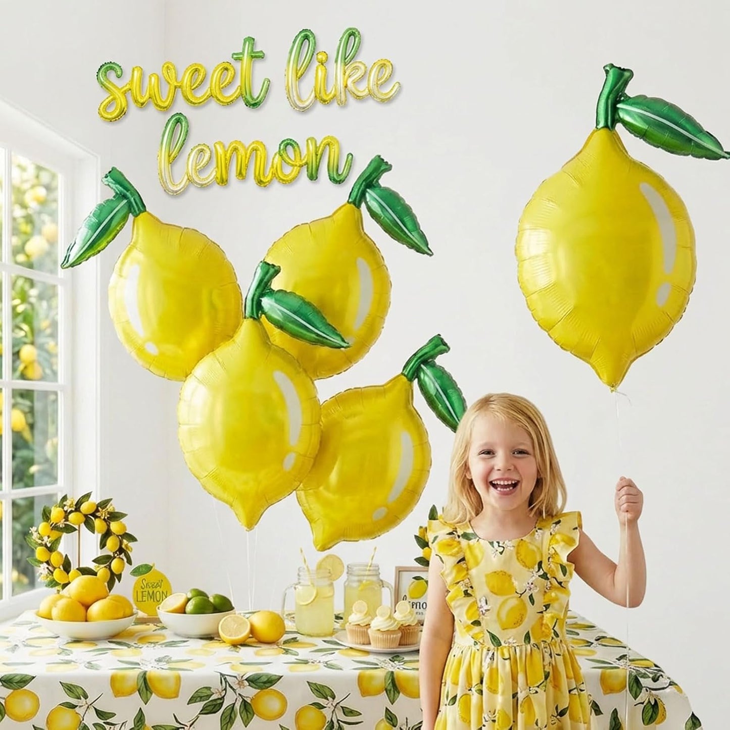 Lemon foil Balloons Summer lemonade with leaves Balloons for Fruit theme birthday she found her main squeeze Bridal Shower Sweet Baby shower Lemonade Centerpiece amalfi coast wedding decorations