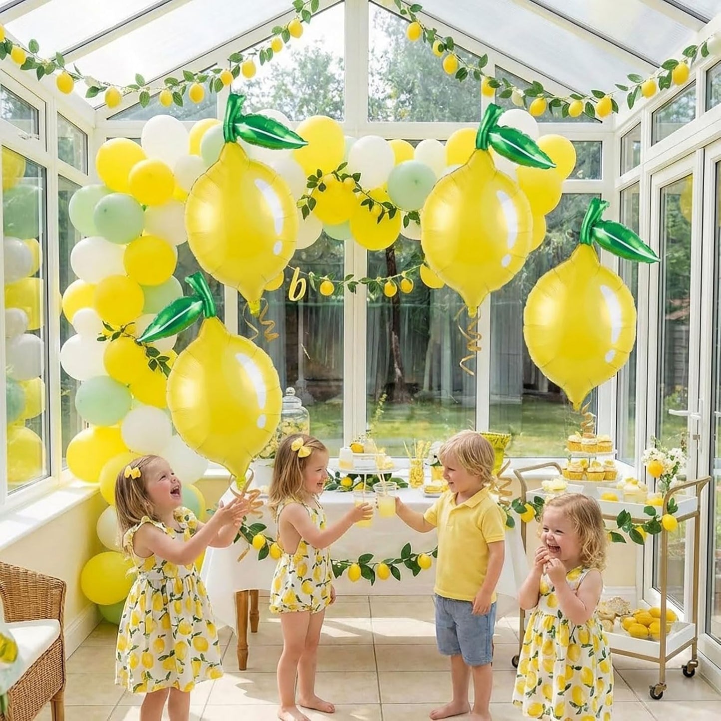 Lemon foil Balloons Summer lemonade with leaves Balloons for Fruit theme birthday she found her main squeeze Bridal Shower Sweet Baby shower Lemonade Centerpiece amalfi coast wedding decorations