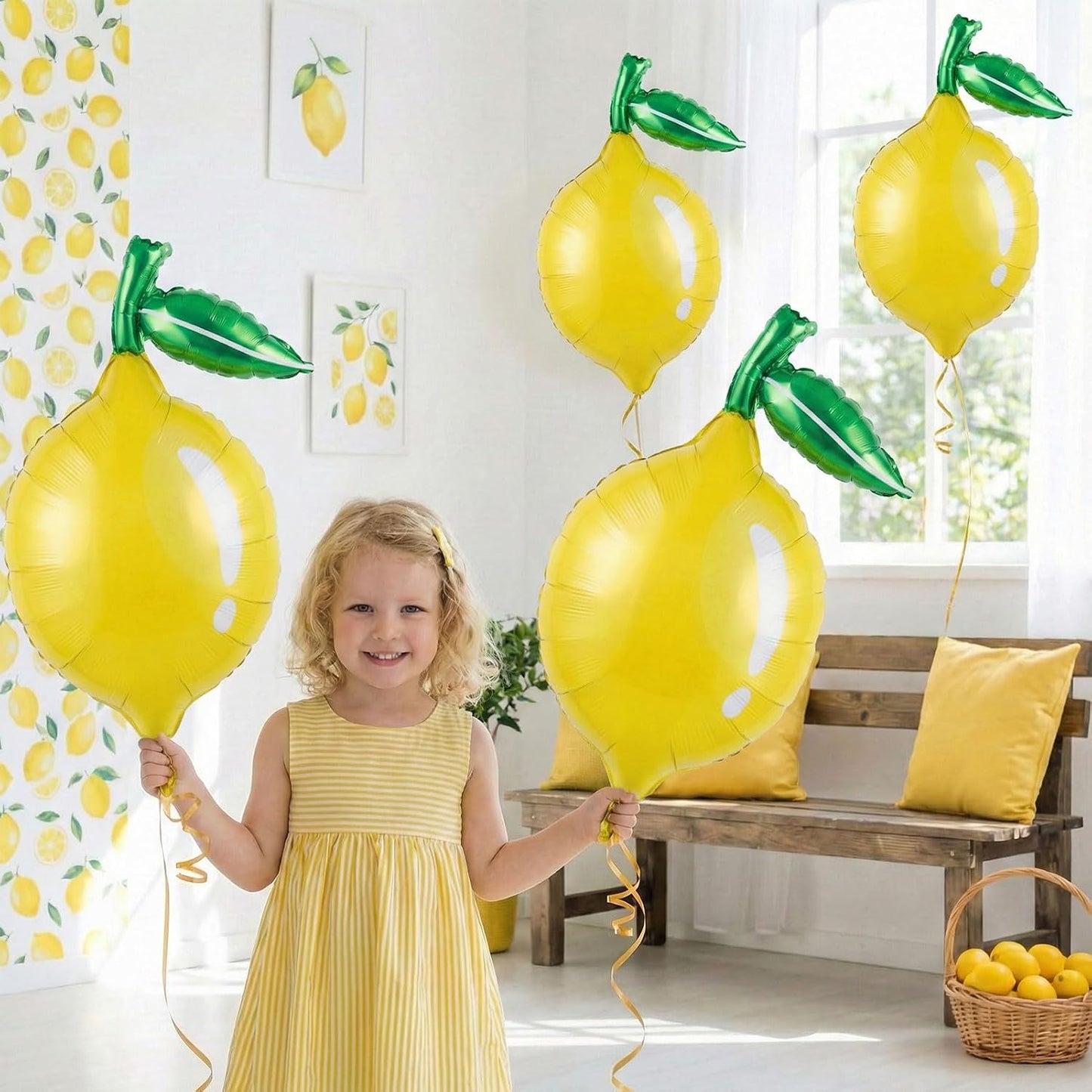 Lemon foil Balloons Summer lemonade with leaves Balloons for Fruit theme birthday she found her main squeeze Bridal Shower Sweet Baby shower Lemonade Centerpiece amalfi coast wedding decorations