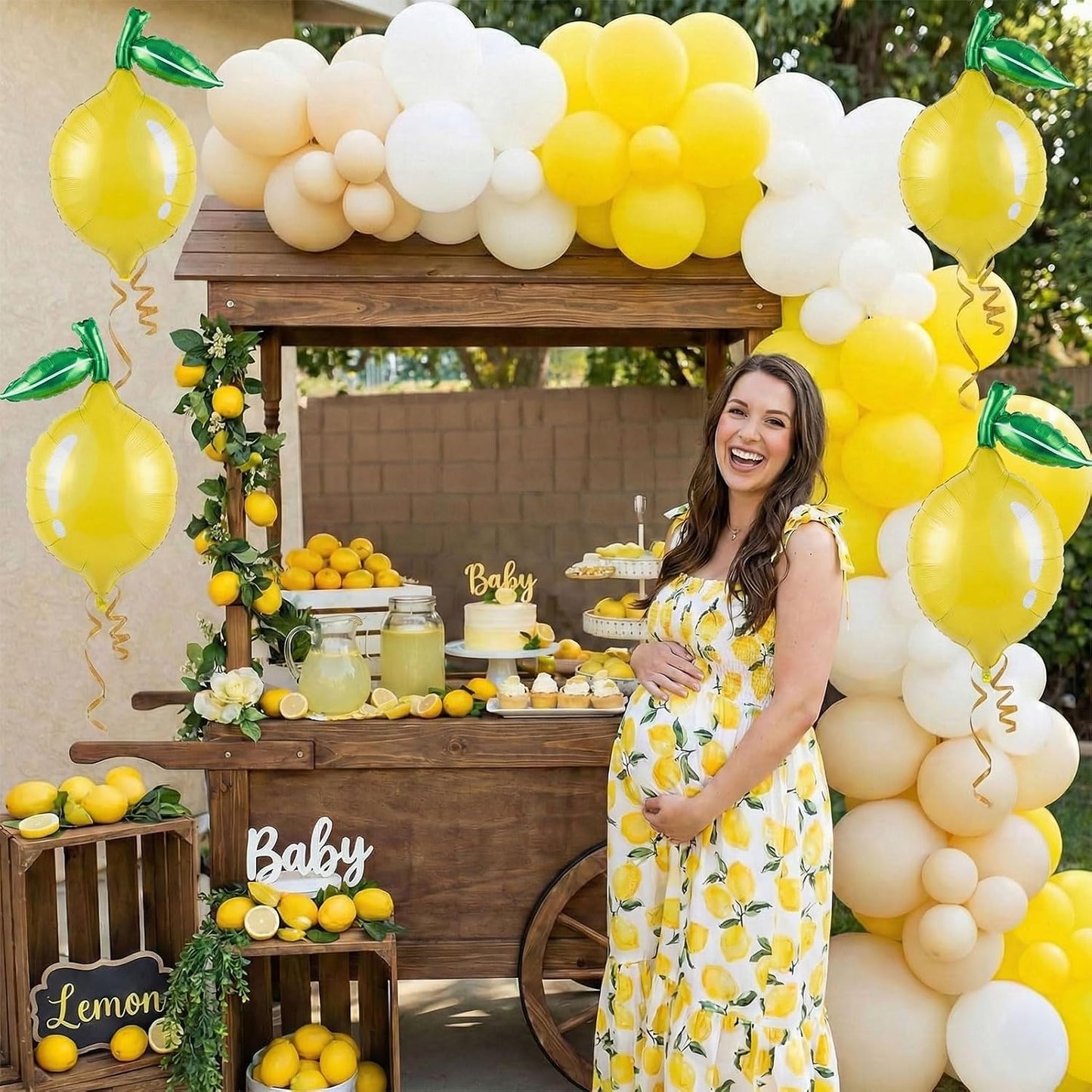 Lemon foil Balloons Summer lemonade with leaves Balloons for Fruit theme birthday she found her main squeeze Bridal Shower Sweet Baby shower Lemonade Centerpiece amalfi coast wedding decorations