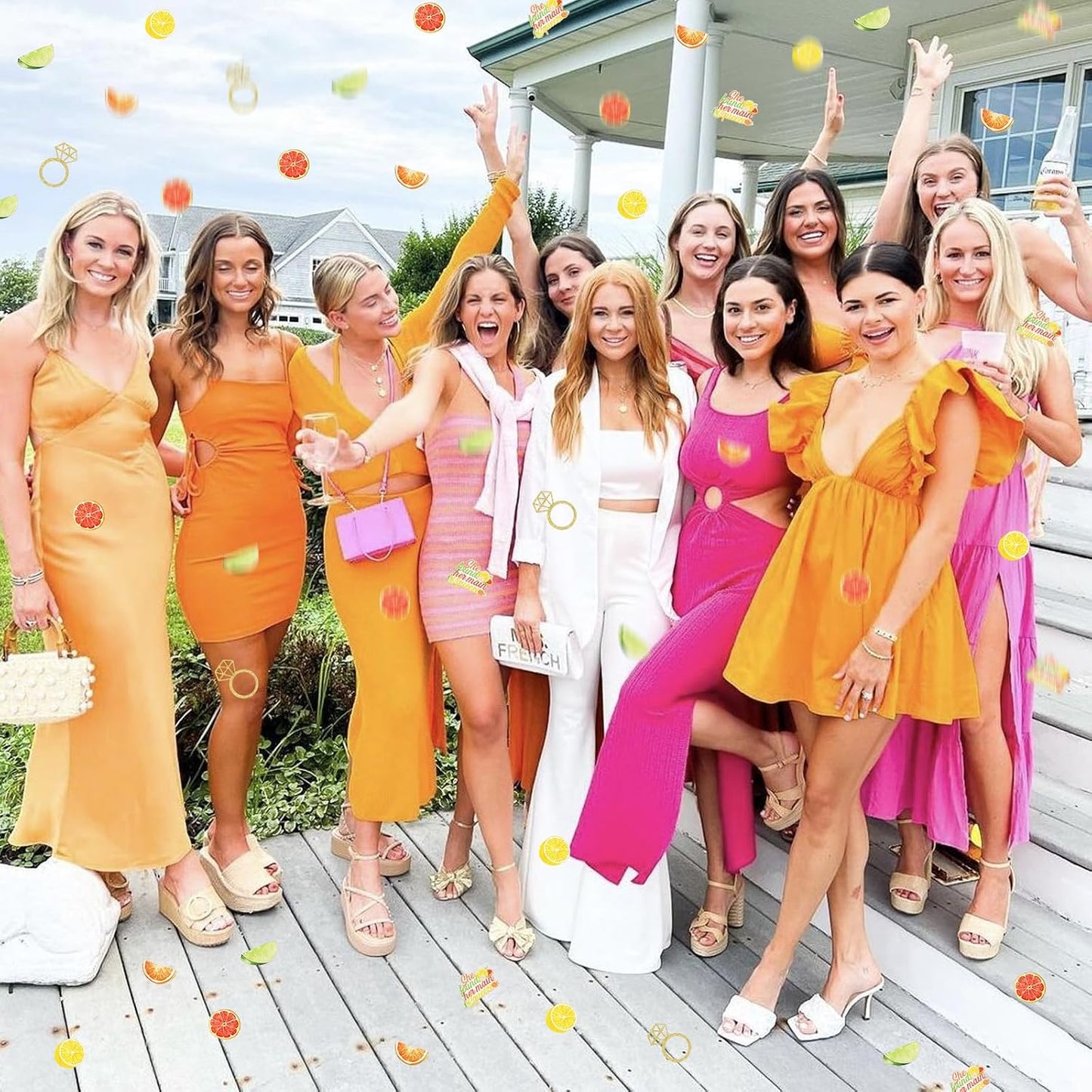 200 Pcs Citrus Themed Bridal Shower Confetti Decor She Found Her Main Squeeze Bridal Shower Decor Tangerine Eucalyptus Scatter Confetti for Lemon Tropical Citrus Bachelorette Wedding Party