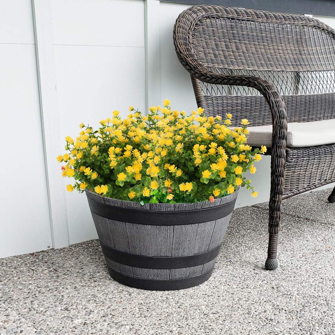 6 Bundles Artificial Flowers, Fake Artificial Greenery UV Resistant No Fade Faux Plastic Plants for Wedding Bridle Bouquet Indoor Outdoor Home Garden Kitchen Office Table Vase (Yellow)