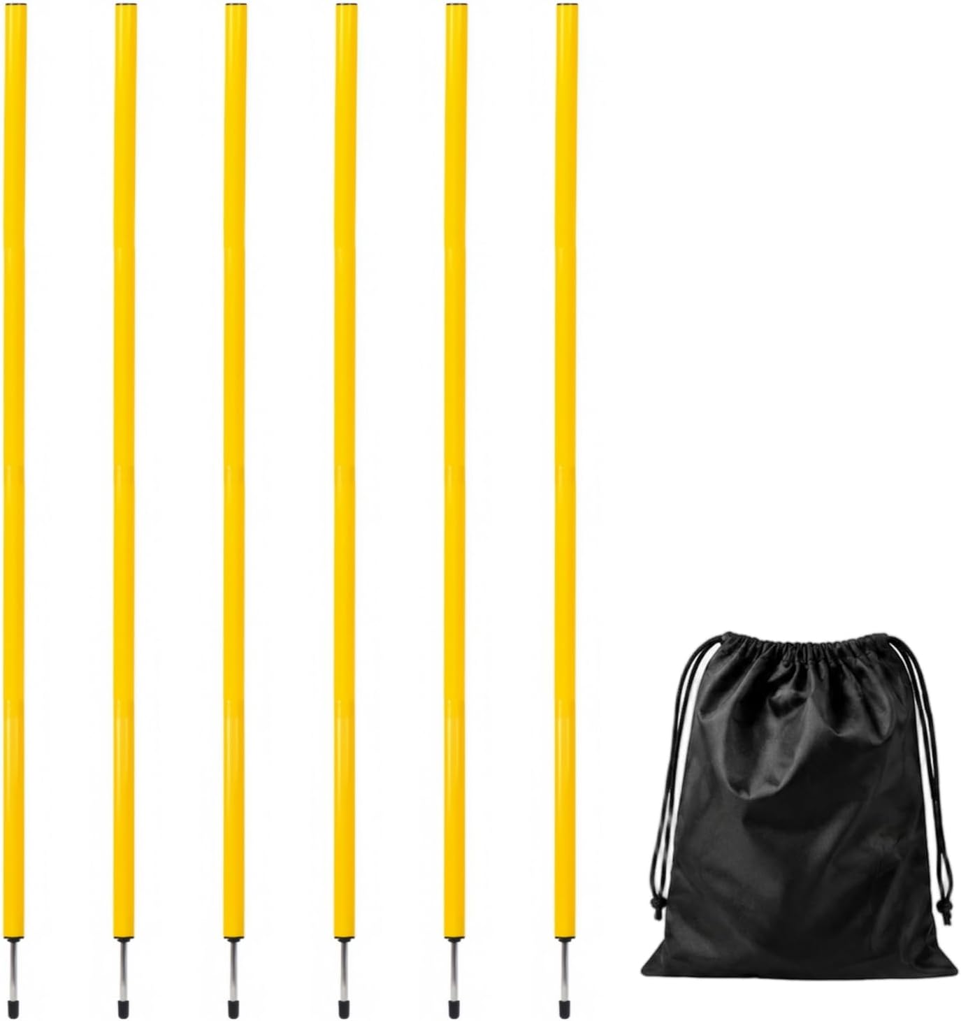 6 Pcs 5FT Adjustable Agility Training Poles for Soccer,Basketball,Football,Dog,Horse Training-Speed and Agility Training Equipment Sports Training Sticks with Stainless Steel Ground Nails