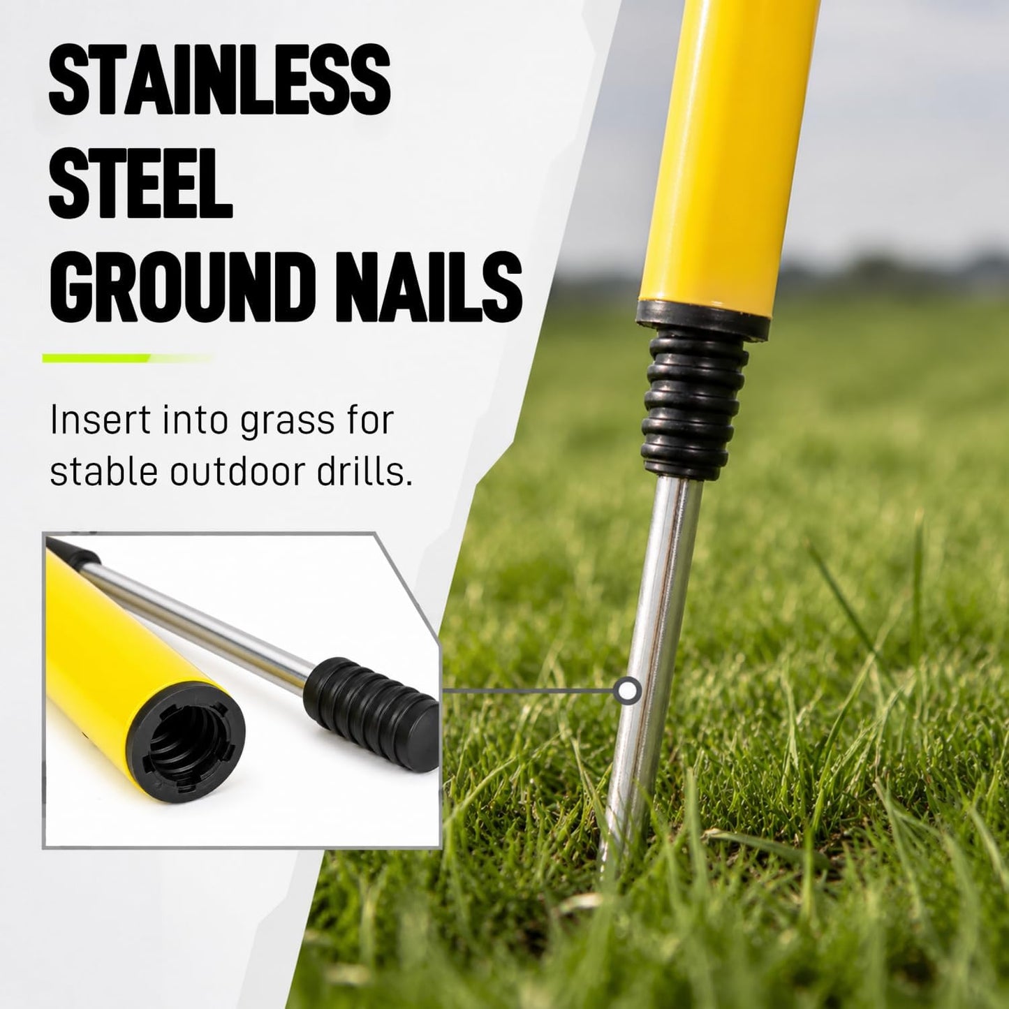 6 Pcs 5FT Adjustable Agility Training Poles for Soccer,Basketball,Football,Dog,Horse Training-Speed and Agility Training Equipment Sports Training Sticks with Stainless Steel Ground Nails