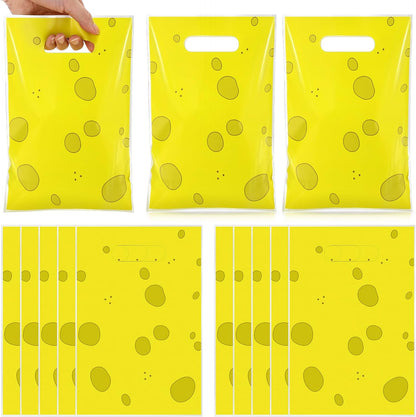 50 PCS Cartoon Yellow Sponge Gift Bags With Handles Plastic Party Favors Goodie Candy Bags for Gift Wrapping Happy Birthday Animated Party Decoration Supplies