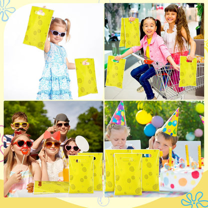 50 PCS Cartoon Yellow Sponge Gift Bags With Handles Plastic Party Favors Goodie Candy Bags for Gift Wrapping Happy Birthday Animated Party Decoration Supplies