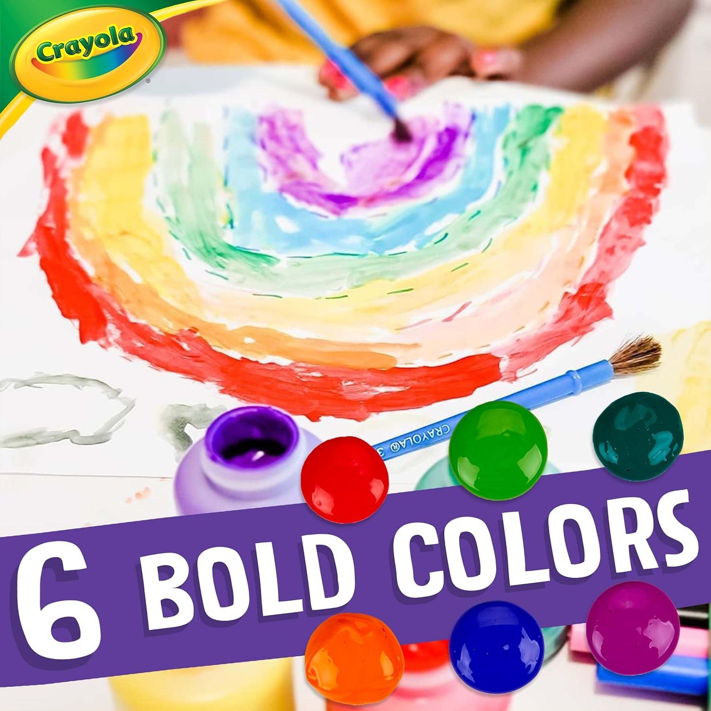 Washable Kids Paint (6ct), School Supplies, Painting Set for Kids, Spring Crafts, Art Teacher Gifts for Toddlers, Ages 3+