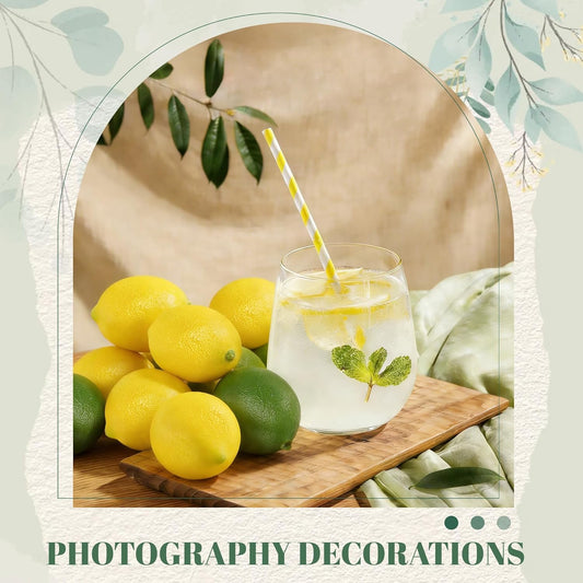 20PCS Fake Lemons, Yellow Green Artificial Lemons, Matte Finish Fruit Decor for Kitchen Fruit Bowl Table Centerpiece & Photography