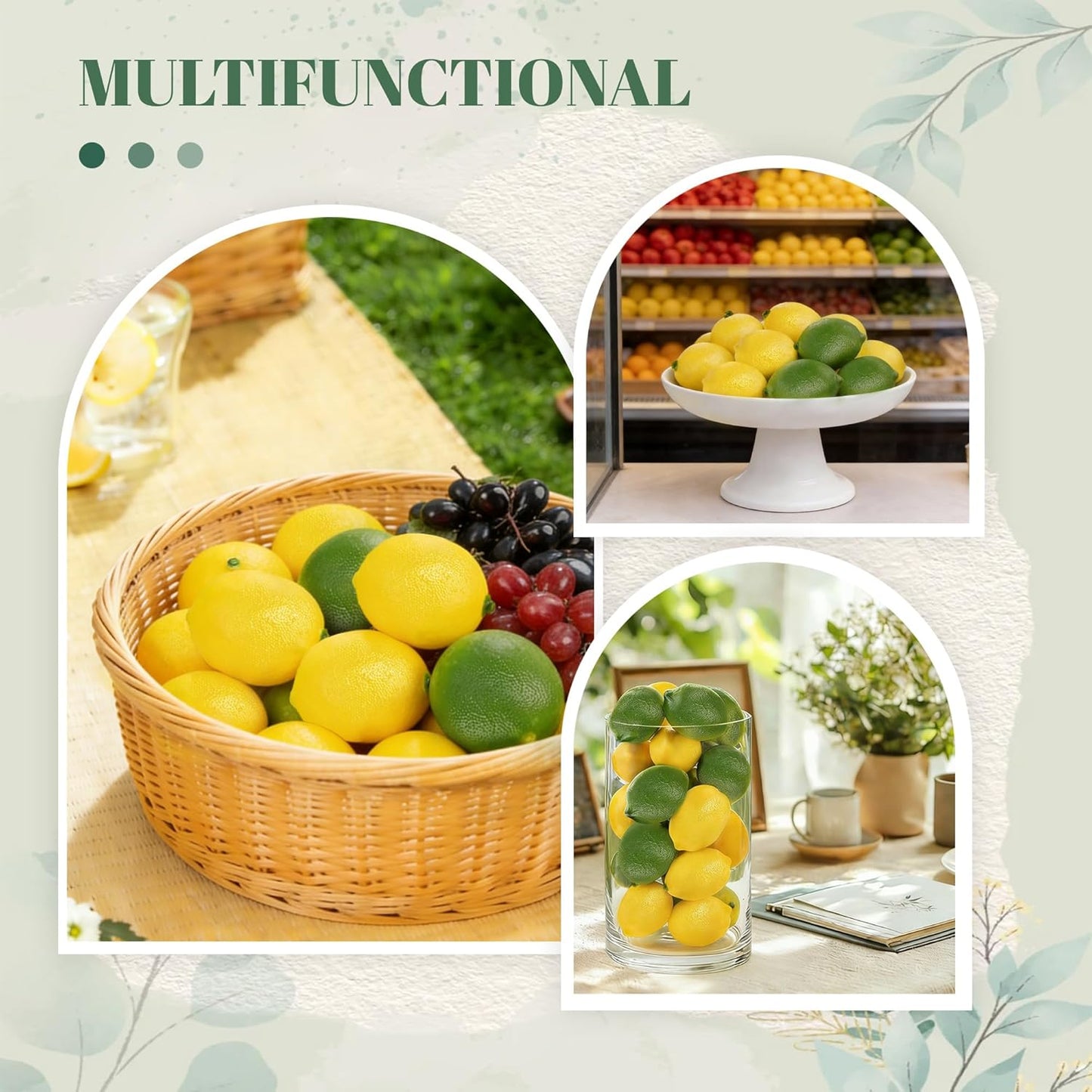 20PCS Fake Lemons, Yellow Green Artificial Lemons, Matte Finish Fruit Decor for Kitchen Fruit Bowl Table Centerpiece & Photography