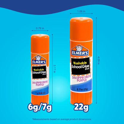 Disappearing Purple School Glue Sticks, Washable, 7 Grams, 60 Count - Back to School Supplies, Classroom Pack, #1 Teacher Brand