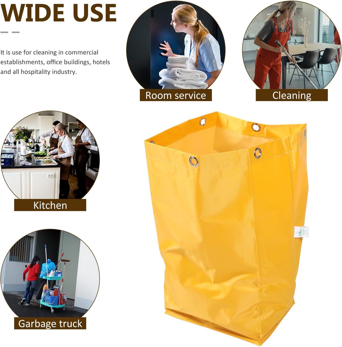 Janitorial Cart Bag Replacement 26.77X15.74X10.23 Inch Large Capacity Cleaning Trolley Bag with 6 Strong Hanging Holes for Housekeeping Cart Use in Hotels and Commercial Spaces
